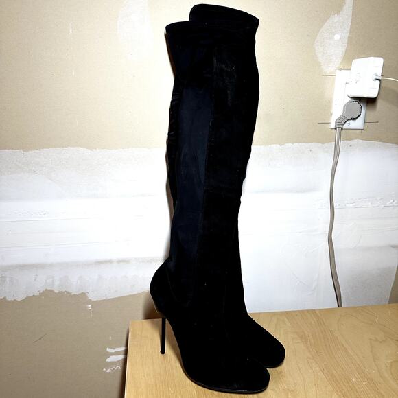 United Nude Knee High Boots Stiletto Heels Pull On Round Toe Black US 8.5 EU 39 - Picture 2 of 5